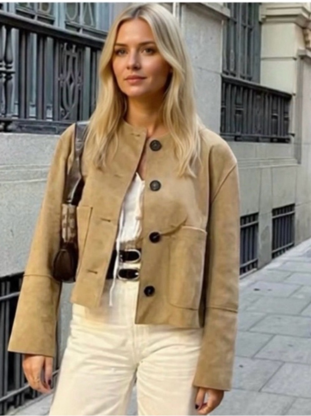 Zara Faux Suede Jacket, Taupe Brown, XS